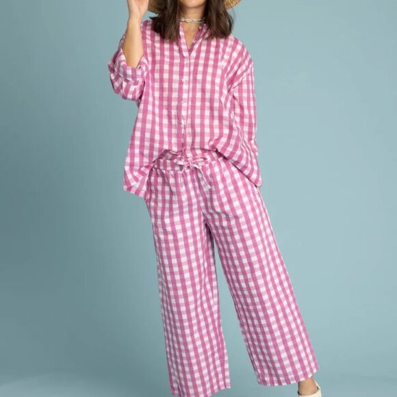 And For Good Sustainable Shore Pant – Size 1X/2X – Pink & White Gingham - Picture 3 of 10